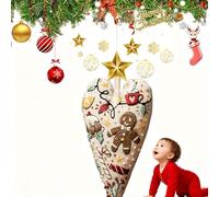 Ensemble de Huit décorations de Noël brodées à la Main - Ornements Suspendus en Forme de cœur représentant Le Père Noël,Un Bonhomme de Neige et des Oiseaux Rouges,(Style3)