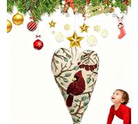 Ensemble de Huit décorations de Noël brodées à la Main - Ornements Suspendus en Forme de cœur représentant Le Père Noël,Un Bonhomme de Neige et des Oiseaux Rouges,(Style1)