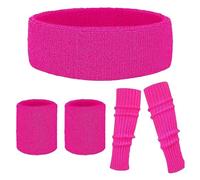 Ensemble de jambières fluo | Kit de jambières rétro | Bandeaux de transpiration athlétiques pour discothèques à thème, fêtes des années 80, jambières néon pour course à pied, yoga néon, vif,