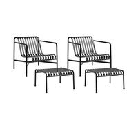 Ensemble de jardin 2 lounge chairs low + 2 ottomanes Palissade WxHxD 73x70x81cm/ WxHxD 65x60x37cm