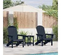 Ensemble de Jardin 3 Pièces Bleu Marine HDPE, Chaise Adirondack Bleu Marine 74x82x91 cm HDPE, Table d Appoint Adirondack Bleu M Bleu