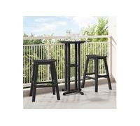 Ensemble De Jardin Vidaxl 3 Pièces En Hdpe Noir, Table De Bar Vidaxl Noire 55x55x107 Cm En Hdpe, Tabourets De Bar Vidaxl 2 Pièces En Hdpe Noir