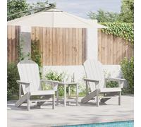 Ensemble De Jardin 3 Pièces Vidaxl Blanc Hdpe, Chaise Adirondack Vidaxl Blanche 74x82x91 Cm Hdpe, Table D'appoint Adirondack Vidaxl Blanche 38x38x45 Cm Hdpe