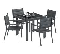 Ensemble De Jardin 4 Personnes Table Extensible Alu. Teslin Antracite Gris