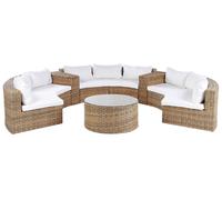 Ensemble de Jardin 9 Places en Rotin Synthétique avec Coussins en Forme de U Cou