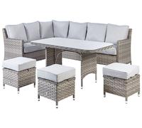 Ensemble de Jardin 9 Places en Rotin Synthétique d'Angle Extérieur avec Tab