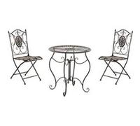 CLP Ensemble de Jardin Aldeano en Fer - Table et 2 Chaises Pliables Design Antique Nostalgique - Meubles de Jardin - Set de Jardin - Couleur: Bronze