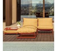 Ensemble De Jardin Amaro Avec Canapé Modulable 2 Pièces, Table D'appoint Et Pouf Convertible Jaune Miel - Rouge Argile
