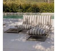 Ensemble De Jardin Amaro Avec Canapé Modulable 2 Pièces, Table D'appoint Et Pouf Convertible Tapioca Beige - Brun Moka