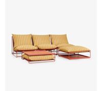 Ensemble De Jardin Amaro Avec Canapé Modulable 3 Pièces, Table D'appoint Et Pouf Convertible Jaune Miel - Rouge Argile