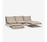 Ensemble De Jardin Amaro Avec Canapé Modulable 3 Pièces, Table D'appoint Et Pouf Convertible Tapioca Beige - Brun Moka