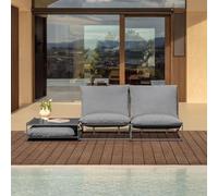 Ensemble De Jardin Amaro Composé D'un Canapé Modulable 2 Pièces Et D'une Table D'appoint Convertible Gris Gris