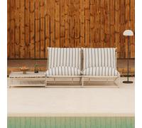 Ensemble De Jardin Amaro Composé D'un Canapé Modulable 2 Pièces Et D'une Table D'appoint Convertible Tapioca Beige - Bleu Marin