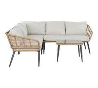 Ensemble de jardin avec 4 pièces en rotin synthétique et métal -PEGANE- naturel G