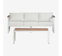 Ensemble De Jardin Avec Canapé 3 Places Et Table Basse En Aluminium 110x55cm Lipov Blanc Gardenia Blanc