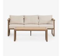 Ensemble De Jardin Avec Canapé 3 Places Et Table Basse En Aluminium 110x55cm Lipov Moka Brown Marron
