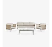 Ensemble De Jardin Avec Canapé 3 Places, Table Basse Rectangulaire 120x70 Cm Et 2 Fauteuils En Aluminium Sereilen