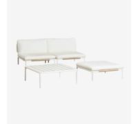 Ensemble De Jardin Avec Canapé Modulaire 2 Pièces, Pouf Et Table Basse Roubly Beige Amande Beige