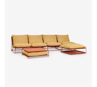 Ensemble De Jardin Avec Canapé Modulaire 4 Pièces, Table D'appoint Et Pouf Convertibles Amaro Jaune Miel - Rouge Argile