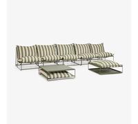 Ensemble De Jardin Avec Canapé Modulaire 5 Pièces, Table D'appoint Et Pouf Convertibles Amaro Beige Tapioca - Vert Olive Intense