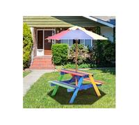 ensemble de jardin avec parasol pour enfants table et 2 bancs, en bois pour terrasse, patio, camping