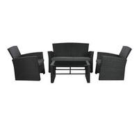Ensemble de jardin avec table basse et 3 fauteuils en rotin synthétique et polyester -PEGANE- Rotin G