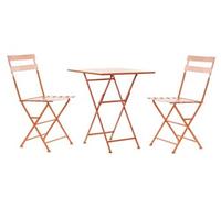 Ensemble de jardin avec table et 2 fauteuils en métal coloris corail --