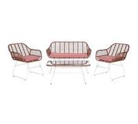 Ensemble de jardin avec table et 2 fauteuils et 1 canapé en rotin et verre -PEGANE- Rotin G