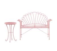 Ensemble de Jardin ou Terrasse Banc et Table d'Appoint Assortie en Métal Rose Idéal pour Extérieurs Romantiques et Provançales Beliani