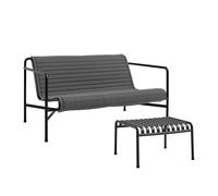 Ensemble de jardin canapé avec coussin matelassé + ottoman Palissade WxHxD 139x70x88cm/ 65x60x37cm