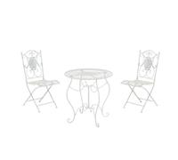 Ensemble de jardin - CLP - Aldeano - Fer - Blanc antique - Table et chaises pliables