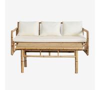 Ensemble De Jardin Composé D'un Canapé 3 Places Et D'une Table Basse (120x60 Cm) En Bambou Livayna Naturel Multicolore