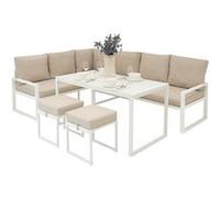 Ensemble de Meubles de Jardin Extérieur en Aluminium Blanc en Forme de L