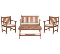 Ensemble de Jardin en Bois d'Acacia 4 Places Canapé et Fauteuils avec Couss
