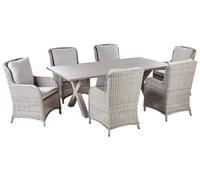 Ensemble de Jardin en Faux Rotin et Aluminium 6 Places Beige Cascais