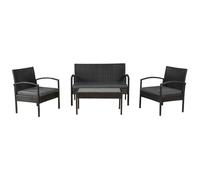 Ensemble de jardin en rotin synthétique - Juskys - Trinidad - Table canapé et 2 chaises - Pour 4 personnes