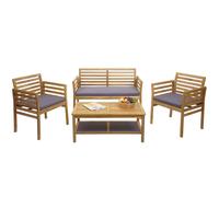 Ensemble De Jardin Hwc-E99b, Groupe De Sièges Pour Balcon, Bois D'acacia Massif Coussins Gris Foncé Gris