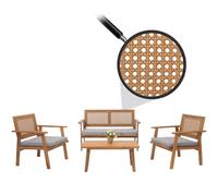 Ensemble De Jardin Hwc-N46, Lounge-Set Salon De Jardin Banc Fauteuil Table, Bois Acacia Certifié Mvg Coussin Gris Gris