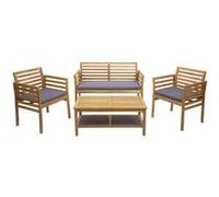 Ensemble De Jardin Hwc-E99b, Groupe De Sièges Pour Balcon, Bois D'acacia Massif Coussins Gris Foncé Gris