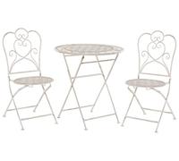 Ensemble de Jardin ou Terrasse Set 2 Chaises Pliantes et Petite Table Assortie en Métal Beige Design Classique et Romantique Beliani