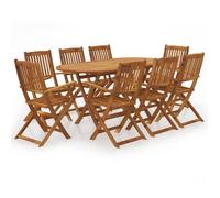 Ensemble de jardin pliable en acacia - VIDAXL - 9 pièces - Marron - Table ovale pliable