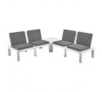 Ensemble De Jardin Résine Molok Blanc Avec Coussins Anthracite Blanc
