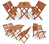 Ensemble de jardin Sydney en bois d'acacia certifié FSC® set de table et 4 chaises pliables Salon de jardin extérieur