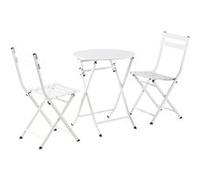 Ensemble de jardin table ronde + 2 chaises pliantes coloris blanc - PEGANE - Blanc G