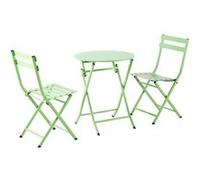 Ensemble de jardin table ronde + 2 chaises pliantes coloris vert pistache - PEGANE - Vert G