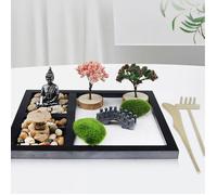 Ensemble de jardin zen - Mini jardin zen avec ornements de sable et de pierres - Décorations artisanales pour la maison - Table de