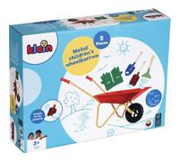 Ensemble de jardinage KLEIN 7669 brouette métal enfant avec 3 outils et gants, dès 3 ans, charge max 10 kg, Rouge