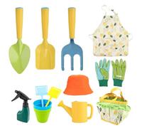Ensemble de Jardinage pour Enfants, Jeu de Jardinage pour Les Tout-Petits, y Compris Pelle, râteau, Pot à arrosage, Gants, Tablier, Chapeau, pote Fleur ＆ Sac fourre-Tout, Outils pour Enfants pour