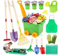 Ensemble de jardinage pour enfants, jouets d'extérieur avec brouette et outils de jardin pour enfants, ensemble de jardinage pour tout-petits avec tapis de rempotage, gants, tablier, arrosoir, jouets