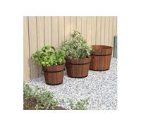 vidaXL Ensemble de jardinières Godet 3 pièces en bois massif de sapin Marron